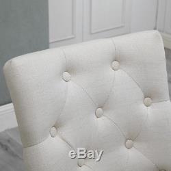 4Pcs Fabric Upholstered Curved Button Tufted Accent Lounge Dining Chair White UK