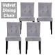 4pcs Gray Velvet Dining Chair With Knocker/ring Back Dining Room Kitchen Chairs
