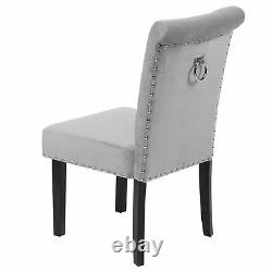 4Pcs Gray Velvet Dining Chair with Knocker/Ring Back Dining Room Kitchen Chairs