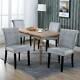 4pcs Gray Velvet Dining Chairs Kitchen Dinning Room Wooden Leg Padded Seat Home