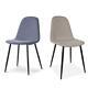 4pcs Grey Fabric Dining Chairs With Black Legs Fabric Padded Seat Home Kitchen
