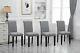 4pcs Grey High Back Dining Chairs Fabric Upholstered Rivets Kitchen Dining Room