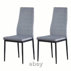 4Pcs Grey Velvet Dining Chairs Kitchen Side Chairs Dinning Room Padded Seat