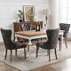 4pcs Upholstered Dining Chairs Button Tufted Kitchen Chairs With Solid Wood Legs