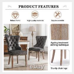 4Pcs Upholstered Dining Chairs Button Tufted Kitchen Chairs with Solid Wood Legs