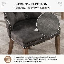 4Pcs Upholstered Dining Chairs Button Tufted Kitchen Chairs with Solid Wood Legs