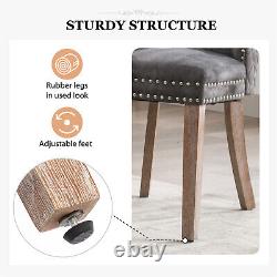 4Pcs Upholstered Dining Chairs Button Tufted Kitchen Chairs with Solid Wood Legs