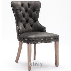 4Pcs Upholstered Dining Chairs Button Tufted Kitchen Chairs with Solid Wood Legs