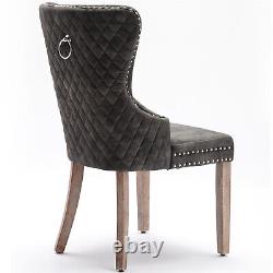 4Pcs Upholstered Dining Chairs Button Tufted Kitchen Chairs with Solid Wood Legs