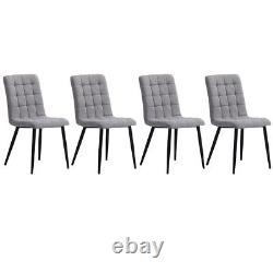 4Pcs Upholstered Linen Dining Chairs Restaurant Padded Seat Kitchen Side Chairs