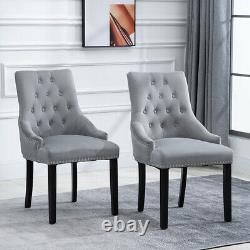 4Pcs Velvet Dining Chairs Knocker Accent Tufted Studded Chair Dining Room Luxury