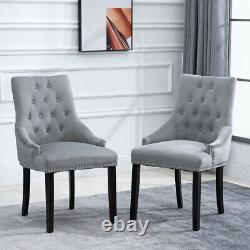 4Pcs Velvet Dining Chairs Knocker Accent Tufted Studded Chair Dining Room Luxury