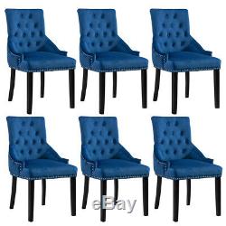 4Pcs Velvet Knocker Accent Button Tufted Dining Chair Upholstered Studded Chairs