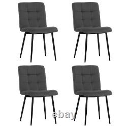 4X Upholstered Velvet Linen Dining Chairs Tufted Button Kitchen High Back Chair