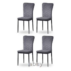 4/6 Dining Chairs Set Faux Leather Metal Legs PADDED SEAT Home Room Restaurants