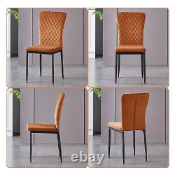 4/6 Dining Chairs Set Faux Leather Metal Legs PADDED SEAT Home Room Restaurants