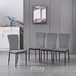 4/6 Dining Chairs Set Faux Leather Metal Legs PADDED SEAT Home Room Restaurants