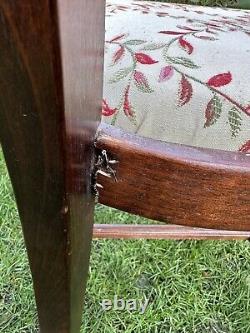 4 Antique Mahogany Upholstered Floral Dining Chairs