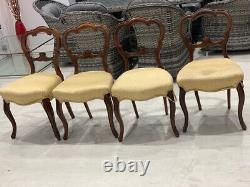 4 Antique Victorian Upholstered Dining Chairs Elegant Dainty