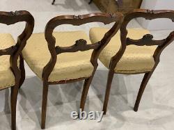 4 Antique Victorian Upholstered Dining Chairs Elegant Dainty