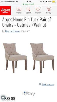 4 Argos OAK Accent Upholstered Dining Chairs in excellent condition