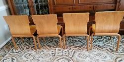 4 Bent Plywood Upholstered Mid Century Modern MCM Dining Chairs Bentwood Retro