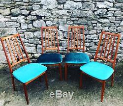 4 Danish Teak Dining Chairs Mid Century Newly Upholstered Delivery Possible