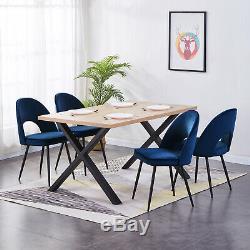 4 Dining Chair Velvet Fabric Upholstered Seat 5 Color Metal Leg Dressing Kitchen