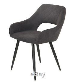 4 Dining Chair With Armrest Upholstered Seat Metal Leg Counter Lounge Armchair