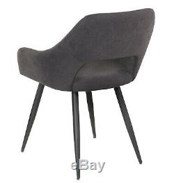4 Dining Chair With Armrest Upholstered Seat Metal Leg Counter Lounge Armchair