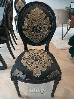 4 Dining Chairs Black Gold