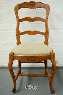 4 French Country Farmhouse Louis style Dining Chairs Upholstered Seat Restored