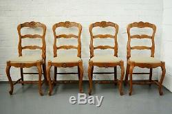 4 French Country Farmhouse Louis style Dining Chairs Upholstered Seat Restored