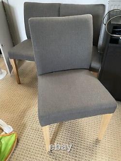 4 Grey Upholstered Bremen Dining Chairs with Oak Legs (RRP £1080)