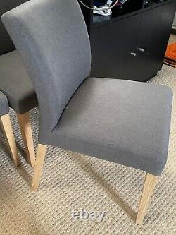 4 Grey Upholstered Bremen Dining Chairs with Oak Legs (RRP £1080)
