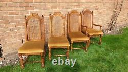 4 Lovely Antique upholstered chairs with cane back