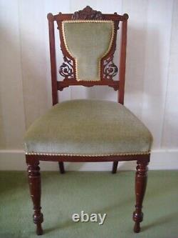 4 Mahogany Dining Chairs Antique Re Upholstered In Hard Wearing Dralon