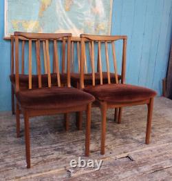 4 Mid Century Portwood Teak Stick Back Upholstered Dining Chairs DELIVERY