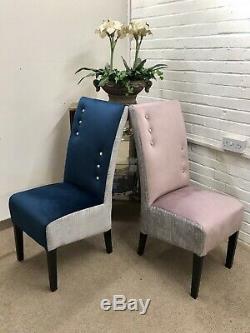 4 Next Dining Chairs Newly Upholstered In Multicoloured Velvet
