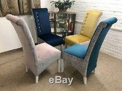4 Next Dining Chairs Upholstered In Multicoloured Velvet