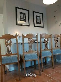 4 Oak Vintage Quality Newly upholstered Grey Velvet Dining Chairs Can Deliver