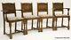 4 Old Charm Dining Chairs Tudor Fabric Light Oak Finish Carvings Free Delivery