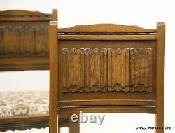 4 Old Charm Dining Chairs Tudor Fabric Light Oak Finish Carvings FREE Delivery