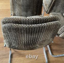 4 Peiff Eleganza Dining Chairs 1970s Chrome Cantelever Upholstered