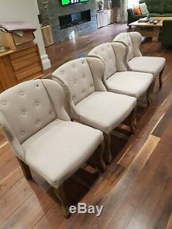 4 RIVIERA MAISON Upholstered WING BACK DINING CHAIRS