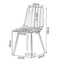 4 Velvet Upholstered Dining Chairs Retro Accent Diamond Black Metal Legs Kitchen