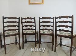 4 Vintage Oak Ladder Back Kitchen Dining Chairs Delivery Available