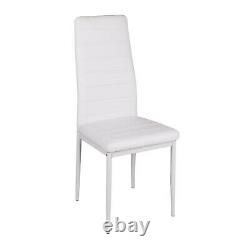 4 White Dining Chair Kitchen PU Upholstered High Back Computer Chair Home UK