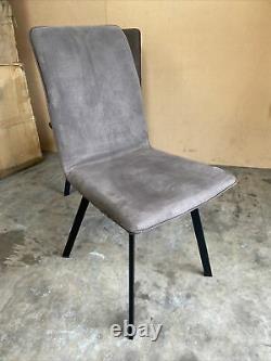4 X Modern Style Upholstered Dining Chairs In Grey Suede Effect #00217