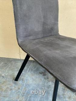 4 X Modern Style Upholstered Dining Chairs In Grey Suede Effect #00217
